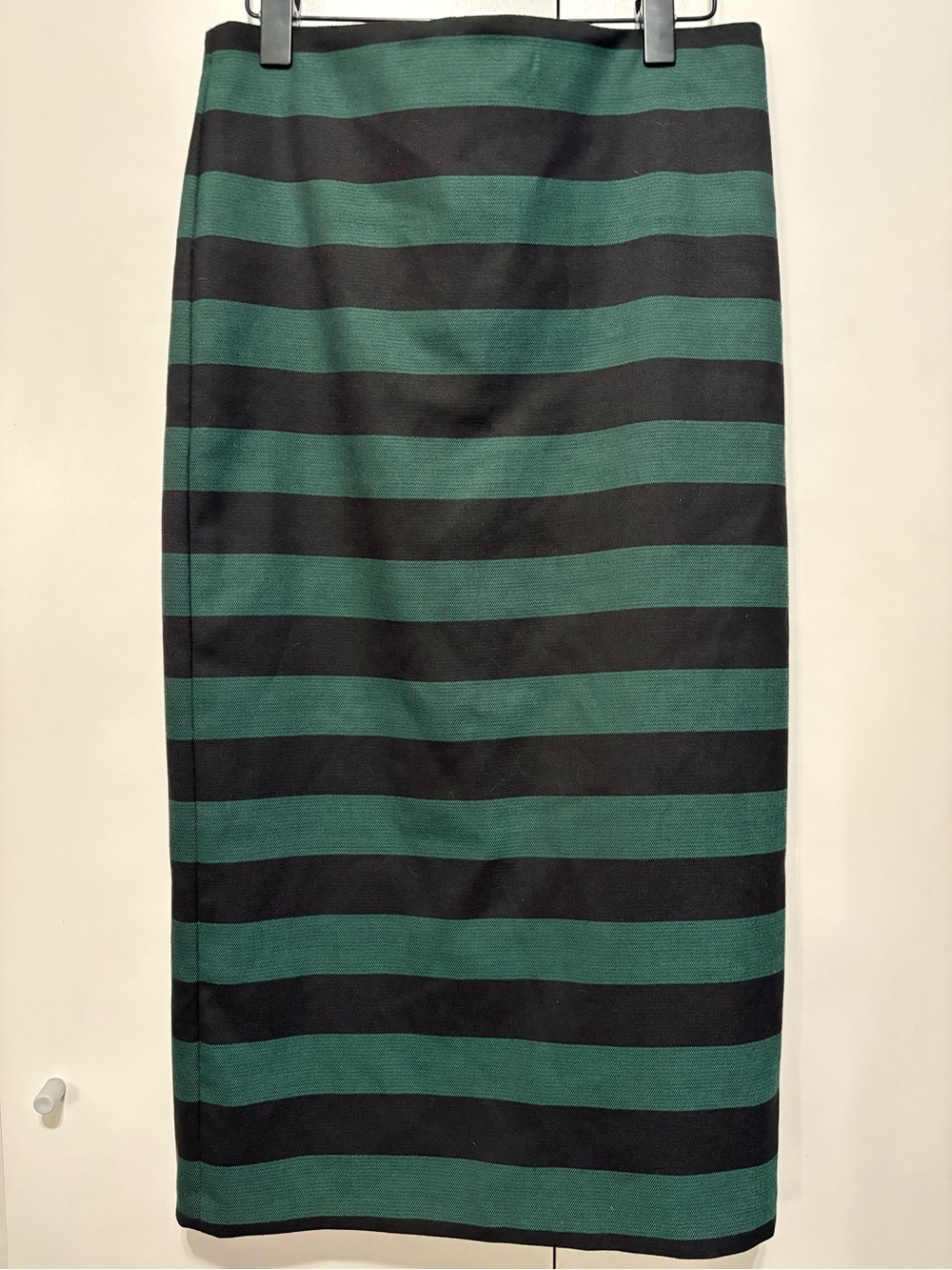 Mango Green and Black Striped Pencil Skirt